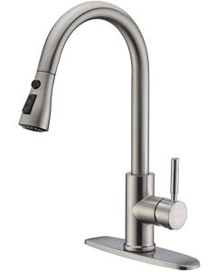 Single Handle High Arc Brushed Nickel Pull Out Kitchen Faucet