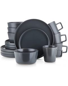 Stone Lain Coupe Dinnerware Set, Service For 4, Gray Matte
