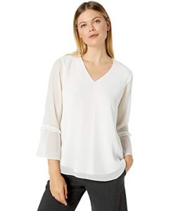 Women's V-Neck Ruffle Bell Sleeve Blouse