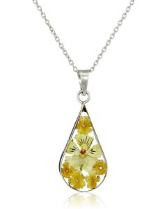 Sterling SilverGold Over Sterling Silver Pressed Flower Pendant Necklace