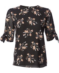 Women's Printed Short Sleeve Top with Knot Detail